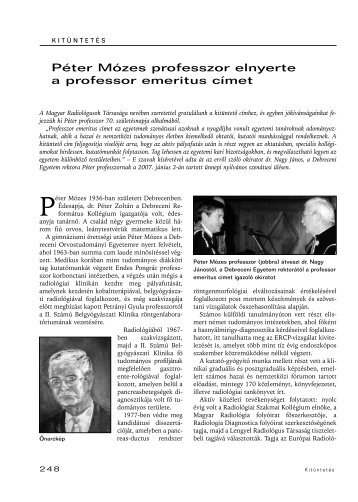 PÃ©ter MÃ³zes professzor elnyerte a professor emeritus cÃ­met