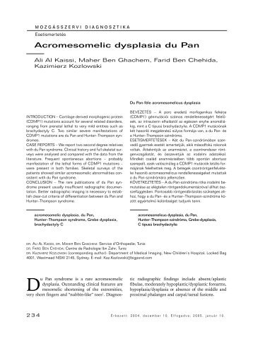 Acromesomelic dysplasia du Pan