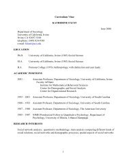 1 Curriculum Vitae KATHERINE FAUST June 2008 Department of ...