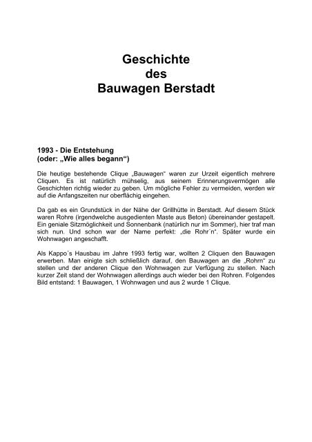 Geschichte des Bauwagen Berstadt - Bauwagen-Berstadt.de