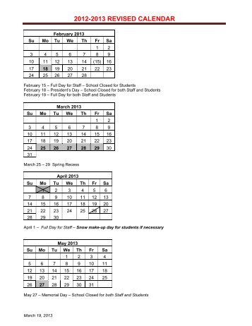 2012-2013 Calendar - South Orangetown Central School District