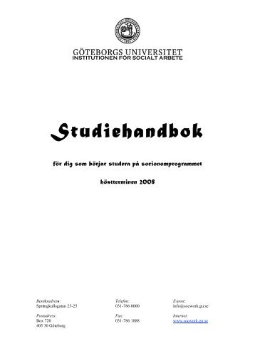 Studiehandbok - Institutionen för socialt arbete - Göteborgs universitet