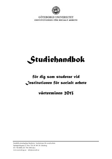 Studiehandbok VT2013 - Institutionen för socialt arbete - Göteborgs ...