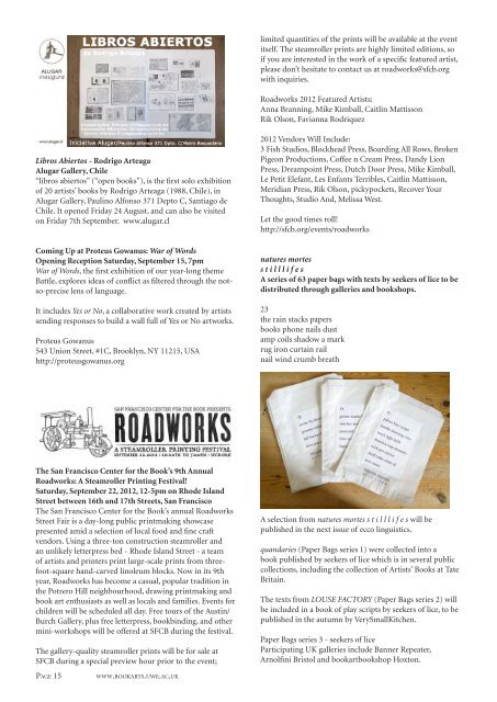 BOOK ARTS NEWSLETTER - Book Arts - University of the West of ...