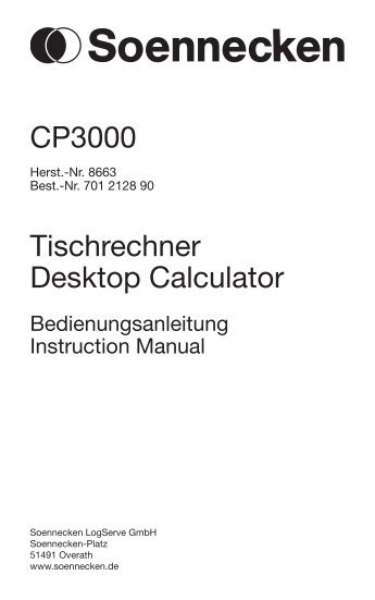 CP3000 Tischrechner Desktop Calculator - Soennecken