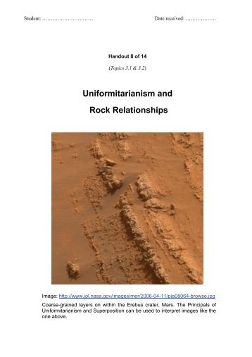 Uniformitarianism and Rock Relationships - GeoScience