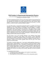 PhD Position in Experimental Astroparticle Physics - KTH Particle ...