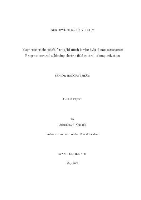 Magnetoelectric cobalt ferrite/bismuth ferrite hybrid - Northwestern ...