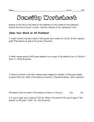 Density Worksheet - MrsYeomansSciencePage