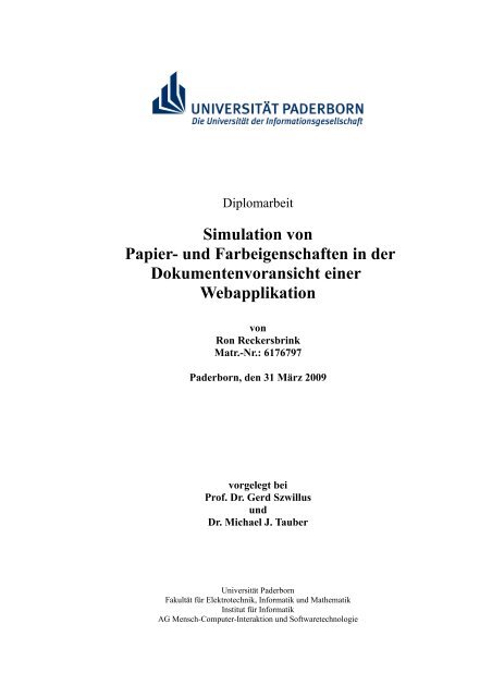 Simulation von Papier- und Farbeigenschaften in der ...