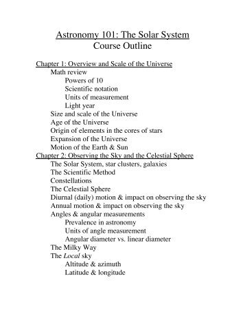 The Solar System Course Outline - UMass Astronomy - Department ...