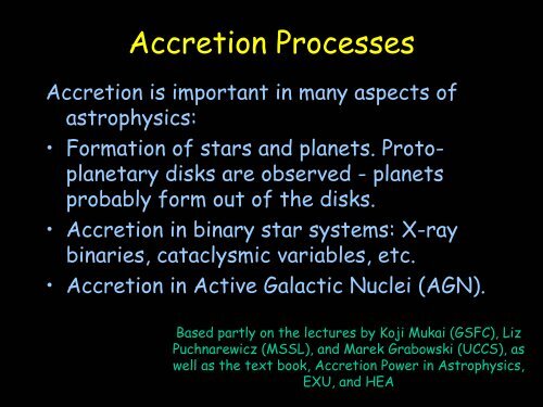Accretion phenomena and theories