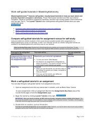 Working self-guided tutorials in MasteringAstronomy - UMass ...
