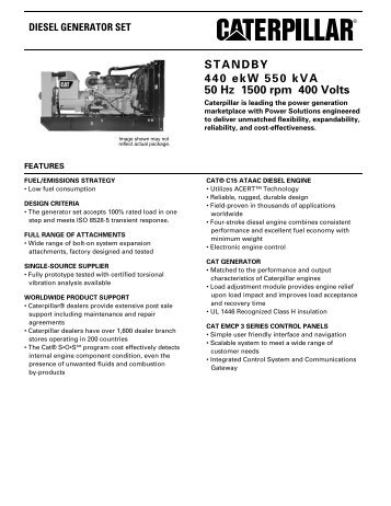 STANDBY 440 ekW 550 kVA 50 Hz 1500 rpm 400 Volts - Finning (UK)