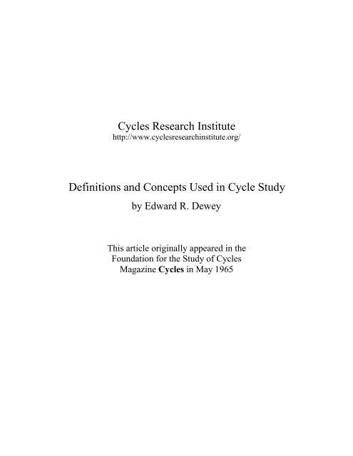 Definitions & Concepts... [PDF] - Cycles Research Institute