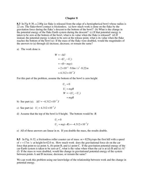 Chapter 8 8.3 In Fig 8-30, a 2.00g ice flake is released from the edge ...