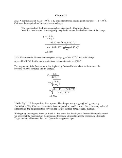 Chapter 21 21 2 A Point Charge Of 3 00 A 10 C Is 12 Cm Distant