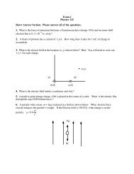 Exam 1 Physics 132 Short Answer Section. Please answer all of the ...