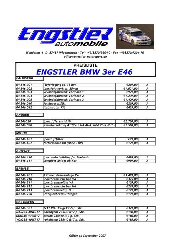ENGSTLER BMW 3er E46 - Engstler Tuning