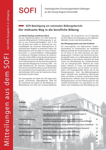 Der mühsame Weg in die berufliche Bildung - SOFI