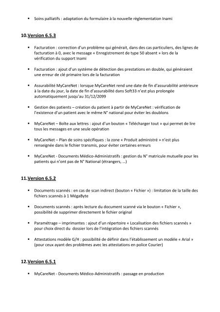 Consulter les principales modifications - Soft33