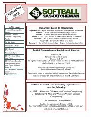 2012 September newsletter Final.pdf - Softball Saskatchewan