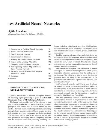 129: Artificial Neural Networks - Ajith Abraham