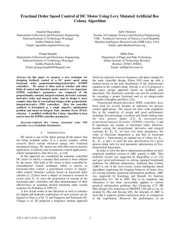 Fractinal Order Speed Control of DC Motor Using ... - Ajith Abraham