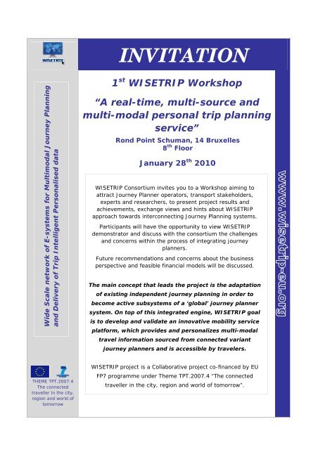 WISETRIP 1st Workshop invitation &amp; agenda - Softeco Sismat SpA