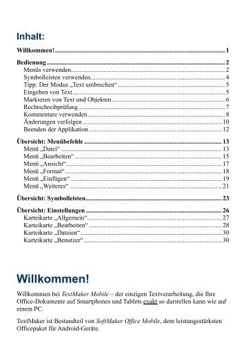 Handbuch TextMaker Mobile - SoftMaker