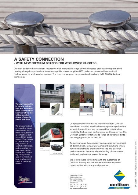 A SAFETY CONNECTION - Enersys - EMEA