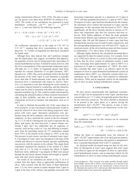 Solubility of chlorargyrite (AgCl) in water vapor at elevated ...