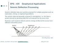 EPS â 435 Geophysical Applications Seismic Reflection Processing