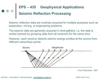 EPS â 435 Geophysical Applications Seismic Reflection Processing