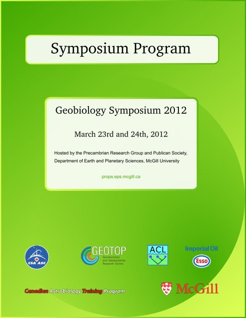 Symposium Program - Precambrian Research Office - McGill ...