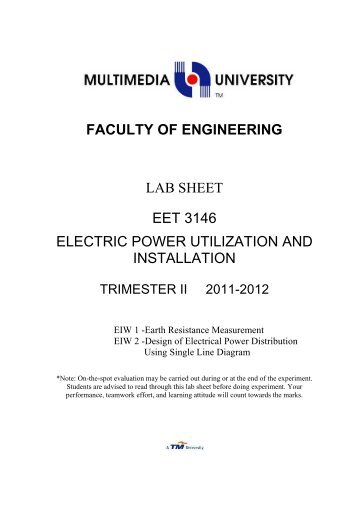 faculty of engineering lab sheet eet 3146 electric power utilization ...