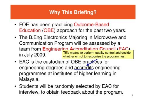 Outcome-Based Education - Faculty of Engineering