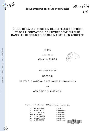 ETUDE DE LA DISTRIBUTION DES ESPECES SOUFREES ET DE ...