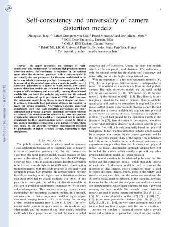 Self-consistency and universality of camera distortion models