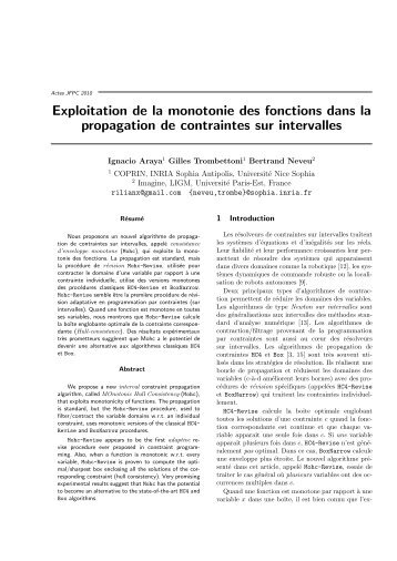 Exploitation de la monotonie des fonctions dans la ... - HAL ENPC