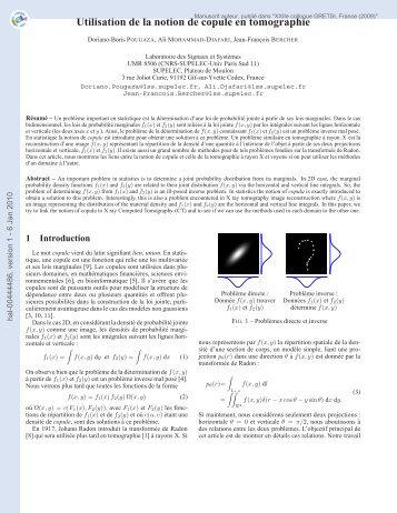 Utilisation de la notion de copule en tomographie