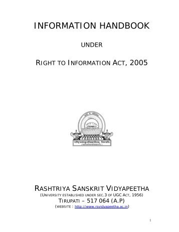 INFORMATION HANDBOOK - Rashtriya Sanskrit Vidyapeetha