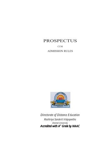 PROSPECTUS - Rashtriya Sanskrit Vidyapeetha