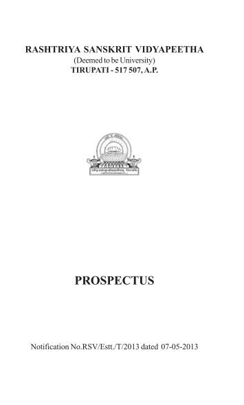 PROSPECTUS - Rashtriya Sanskrit Vidyapeetha