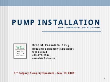 PUMP INSTALLATION - Calgary Pump Symposium