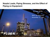 Nozzle Loads, Piping Stresses, and the Effect of Piping on Equipment