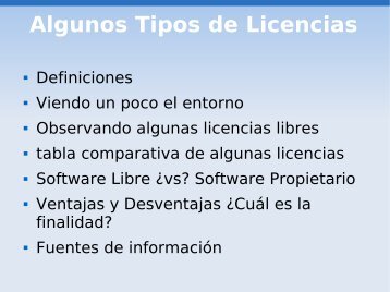 Algunos Tipos de Licencias