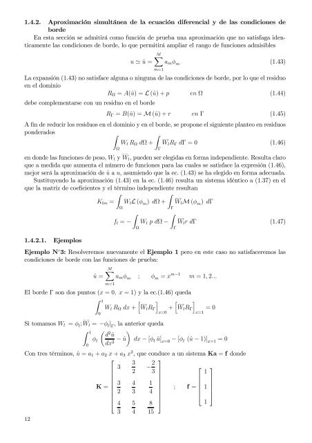 Capítulo 1 Métodos de residuos ponderados Funciones de prueba ...