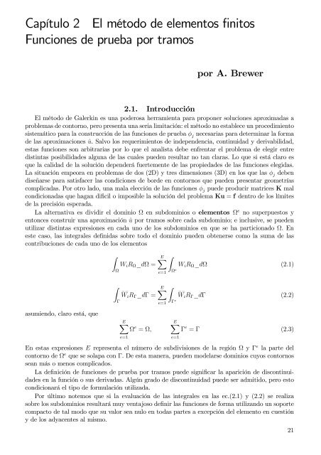 Capítulo 1 Métodos de residuos ponderados Funciones de prueba ...