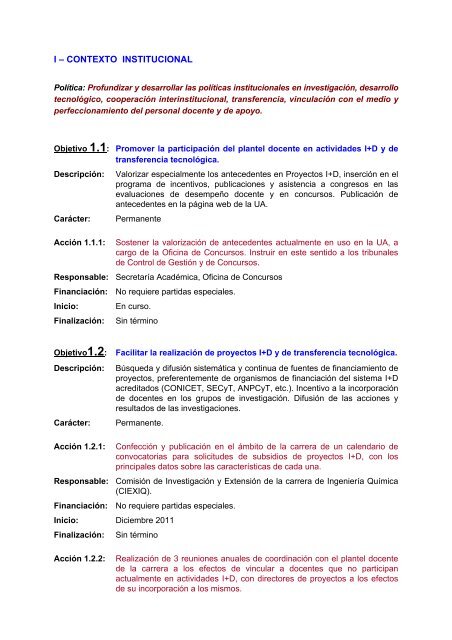 Plan de Desarrollo Ingeniería Química - Facultad de Ciencias ...